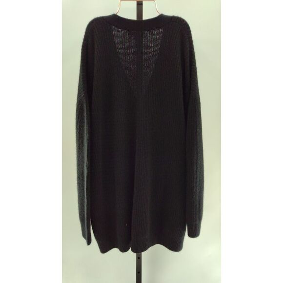 Quince Women Mongolian Cashmere Oversized Boyfriend Cardigan Sweater Black L - Picture 3 of 3
